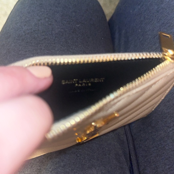 YSL Yves Saint Laurent Cassandre Matelasse Fragments Zipped Card Case Dark Beige - Picture 10 of 14